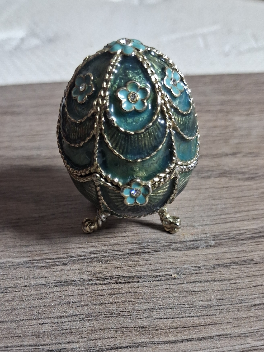 Monet Egg Trinket Box with Gold Accents